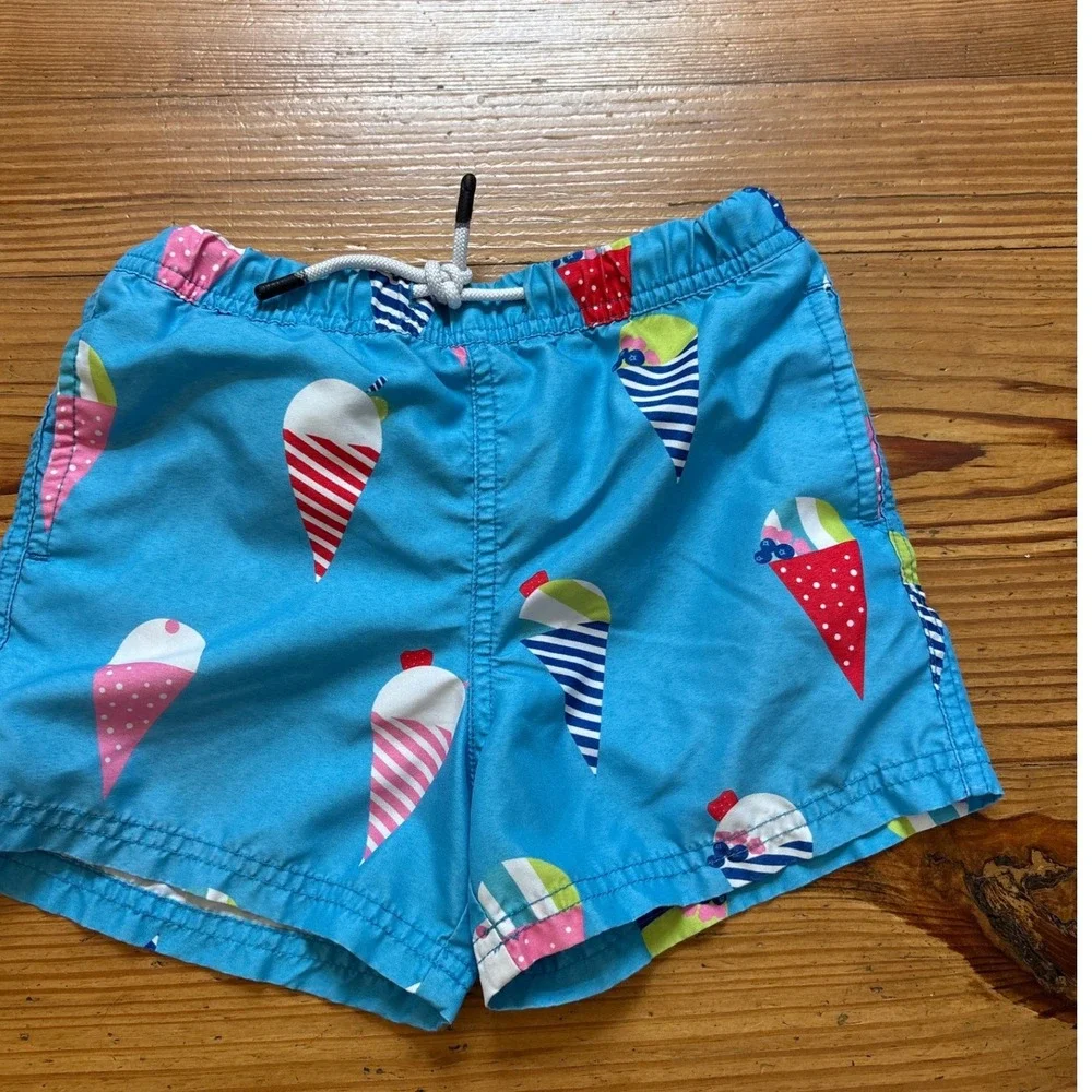 Maamgic Swim Trunks Kids Blue Good Ice Cream Print Mesh Lined‎ SIZE 5/6